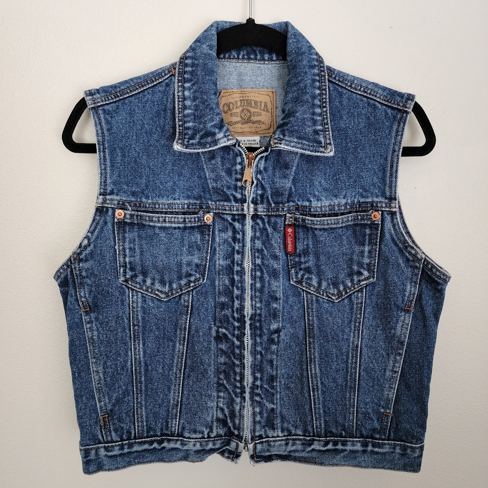 Vintage Columbia Medium Wash Denim Vest
